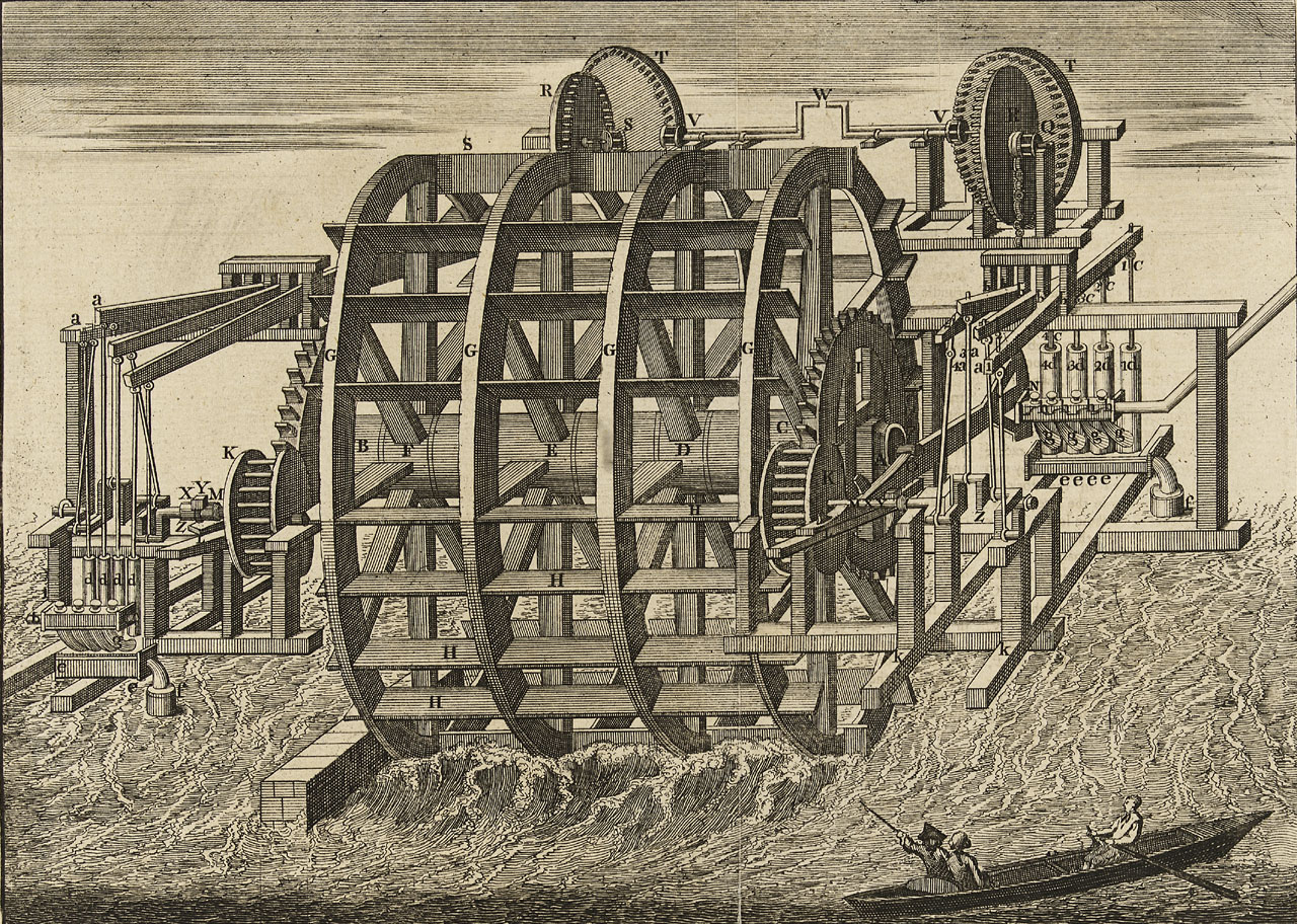 The Water Works at London Bridge for the supply of the City of London with Thames Water. Engrav'd for the Universal Magazine...